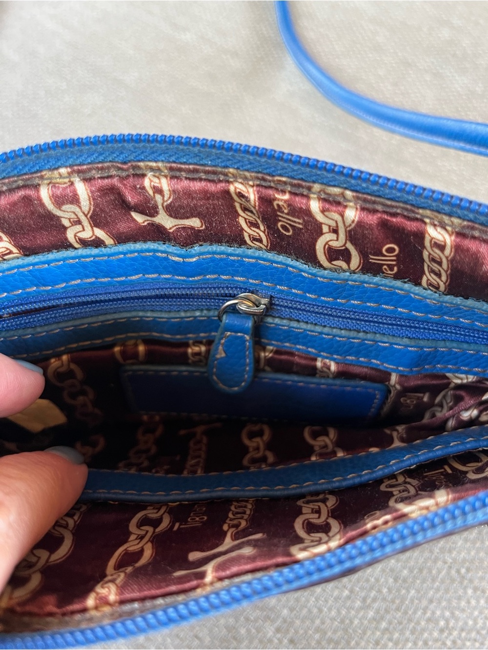 Tignanello Electric Blue Leather Crossbody Bag - Picture 5 of 6